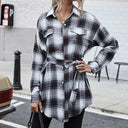 Stylish Women's Checkered Shirt Dress with Adjustable Belt