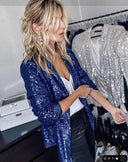 Stylish Sequin-Trimmed Blazer Jacket for Women