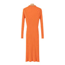Chic Women's Ribbed Knit Dress with High Neck