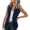 Chic Women's Sleeveless Blazer with Deep Pockets