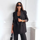 Chic Checkered Blazer Jacket with Double-Breasted Closure