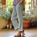 Women's Wide-Leg Linen Trousers with Pockets