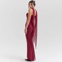 Off-Shoulder Maxi Dress with Chic Draping for Women