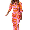 Chic Women's Maxi Dress with Asymmetrical Design and Trendy Stripes