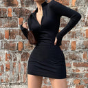 Women's Mini Dress with Stand-Up Collar & Side Zippers
