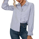 Chic Striped Women's Blouse with Button Accents