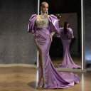 Stunning Evening Dress with Sequin Embroidery and Dramatic Sleeves