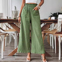 Stylish Palazzo Pants with Elastic Waist and Spacious Pockets