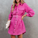Chic Women's Corduroy Dress with Belt