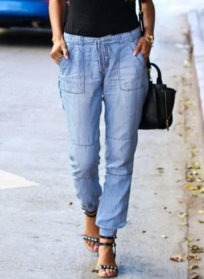 Stylish Women's Cargo Pants with Elastic Waist and Pockets