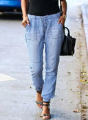 Women's Cargo Pants with Elastic Waist and Utility Pockets