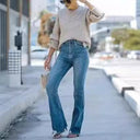 Stylish High-Waisted Flared Jeans for Women