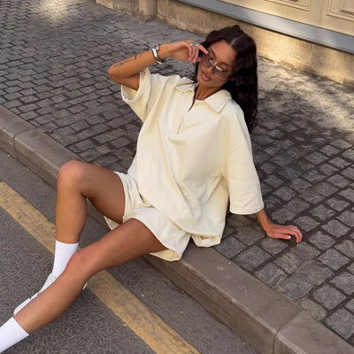 Chic Short Sleeve Polo Dress with Stylish Collar for Women