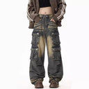 Women’s Wide Leg Cargo Jeans with Side Pockets
