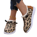 Leopard Print Ladies' Cozy Sneakers in Plush Fabric