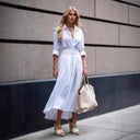 Chic Asymmetric Hem Women's Shirt Dress