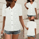 Artistic Lace Women's Blouse with Button Accents