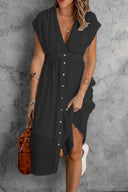 Women's Flowing Button-Detail Shirt Dress