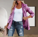 Sequin-Trimmed Women's Blazer for Chic Style