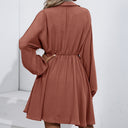 Chic Women’s Button-Down Shirt Dress with Elastic Waist
