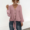 Textured Women's Blouse with Charming Ruffle Accents