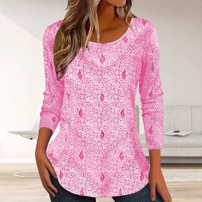 Chic Floral Print Long Sleeve Blouse for Women