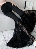 Ladies Flared Pants with Lace Details
