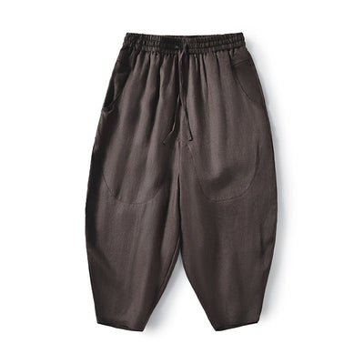 Women's Relaxed Linen Trousers with Elastic Waist