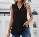 Chic Women's V-Neck Sleeveless Blouse with Collar