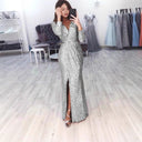 Chic Wrap Dress with Side Slit and Glamorous Accents