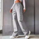 Women's Cargo Pants with Elastic Waist and Side Pockets