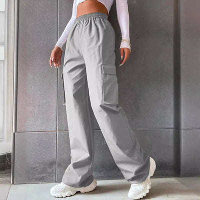 Women's Cargo Pants with Elastic Waist and Handy Side Pockets