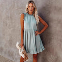 Chic Ruffle High Collar Dress for Women