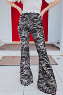 Chic Flared Snake Skin Print Trousers for Women