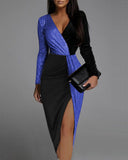 Glittering Deep V-Neck Bodycon Dress for Women