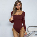 Chic Long Sleeve Square Neck Bodysuit for Women