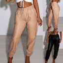 Stylish Faux Leather Jogging Pants for Women