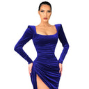 Women's Ruffled Mini Dress with Chic Deep Slit