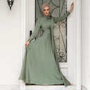 Flowing Sleeve Women's Maxi Dress with Stylish Waist Belt