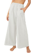 Women's Wide-Leg Pants with Elastic Waist & Pockets