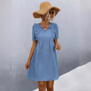 Chic Women's Pleated Dress with Ruffle Accents
