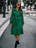 Chic Women's Peplum Shirt Dress with Belt