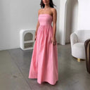 Strapless Women's Maxi Dress with Flowing Skirt