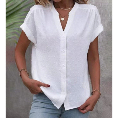 Textured Short Sleeve Women's Blouse