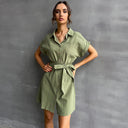 Chic Women's Shirt Dress with Belted Waist