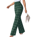 Chic High-Waisted Flared Trousers in Stylish Check Print