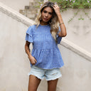 Ruffle Detail Women's Blouse with Elastic Hem