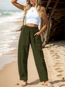 Women's Airy Leisure Pants with Stretchy Waistband and Multi-Purpose Pockets