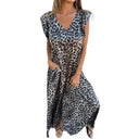 Chic V-Neck Leopard Print Dress for Women