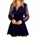 Chic Short Sleeve Dress with Sheer Sleeves and Glitter Accents